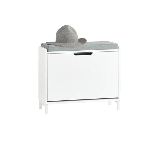 Meuble à chaussure avec espace de rangement et coussin d'assise 60x52x24cm -