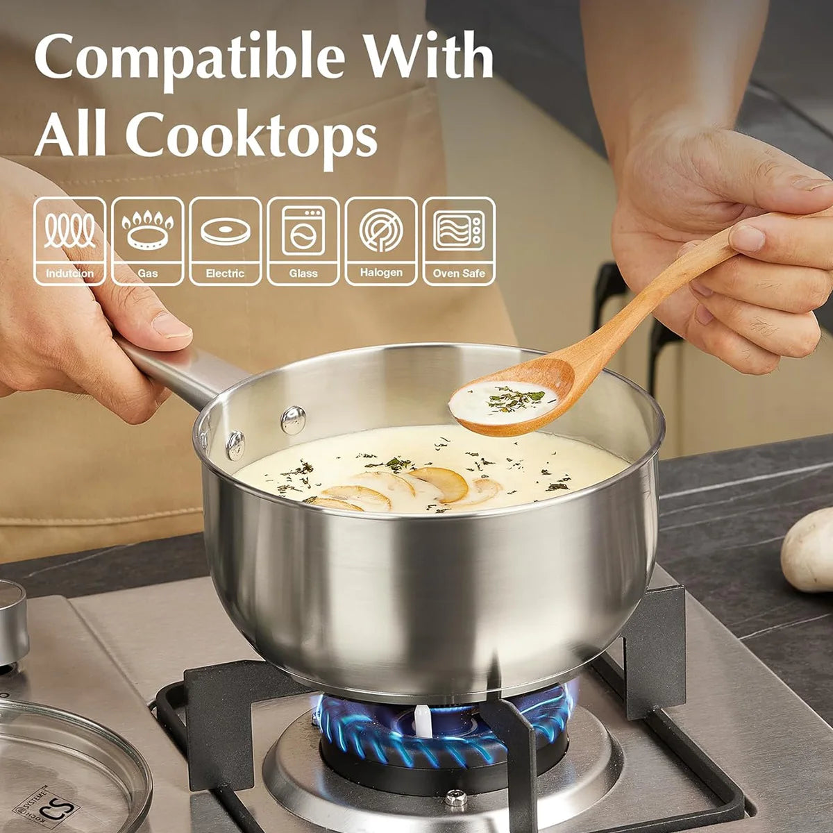 Casserole inox 1 litres avec couvercle -