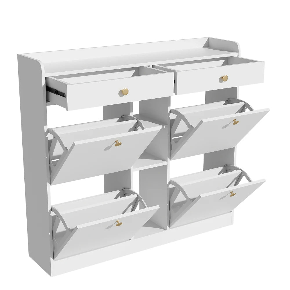 Meuble à chaussure blanc avec 4 portes pliantes -