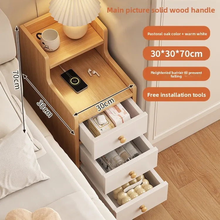 Table de chevet étroite avec tiroirs 1Pc - 30B