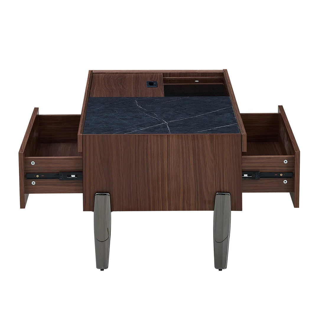 Table basse bois rectangulaire avec tiroirs -