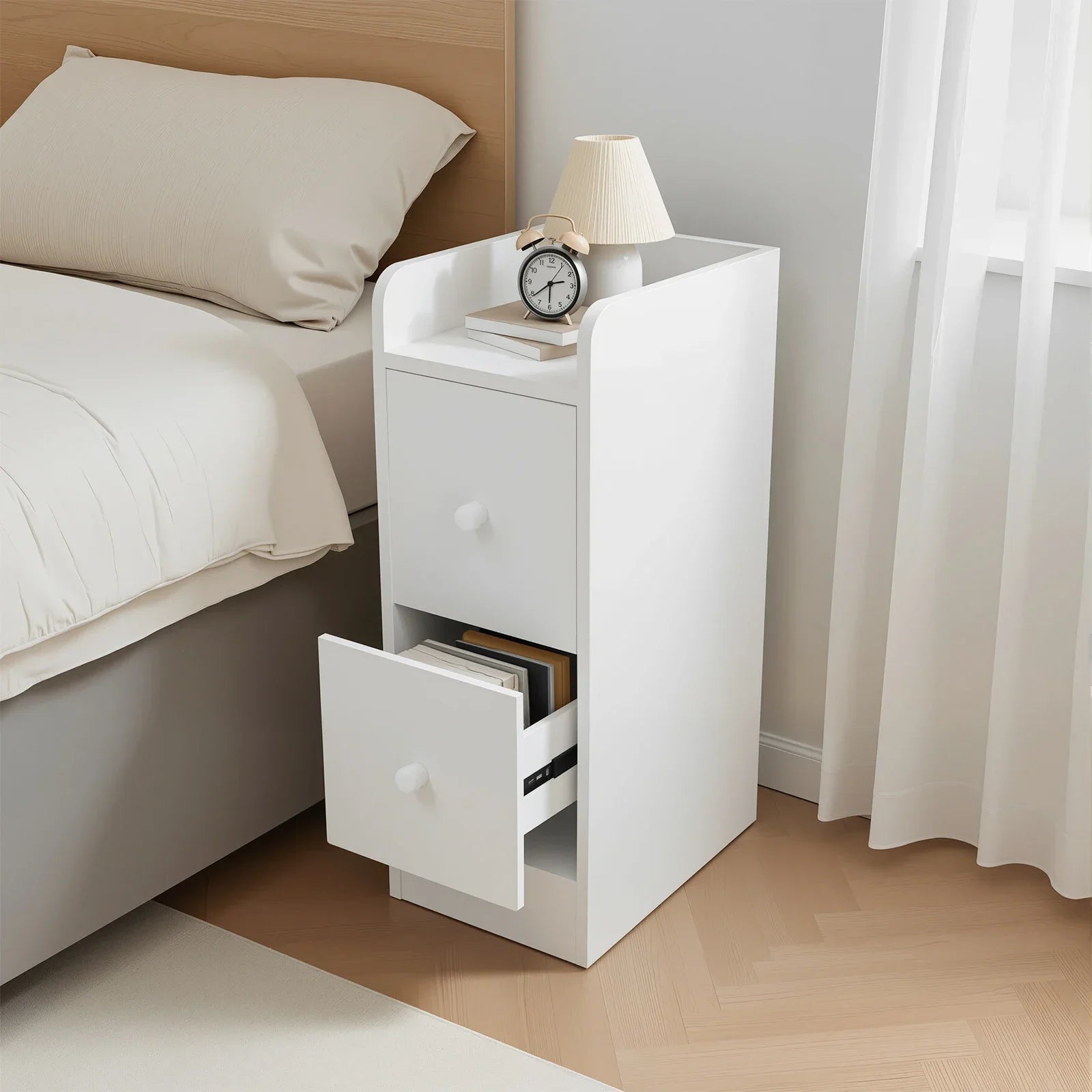 Table de nuit de rangement d'angle étroite -