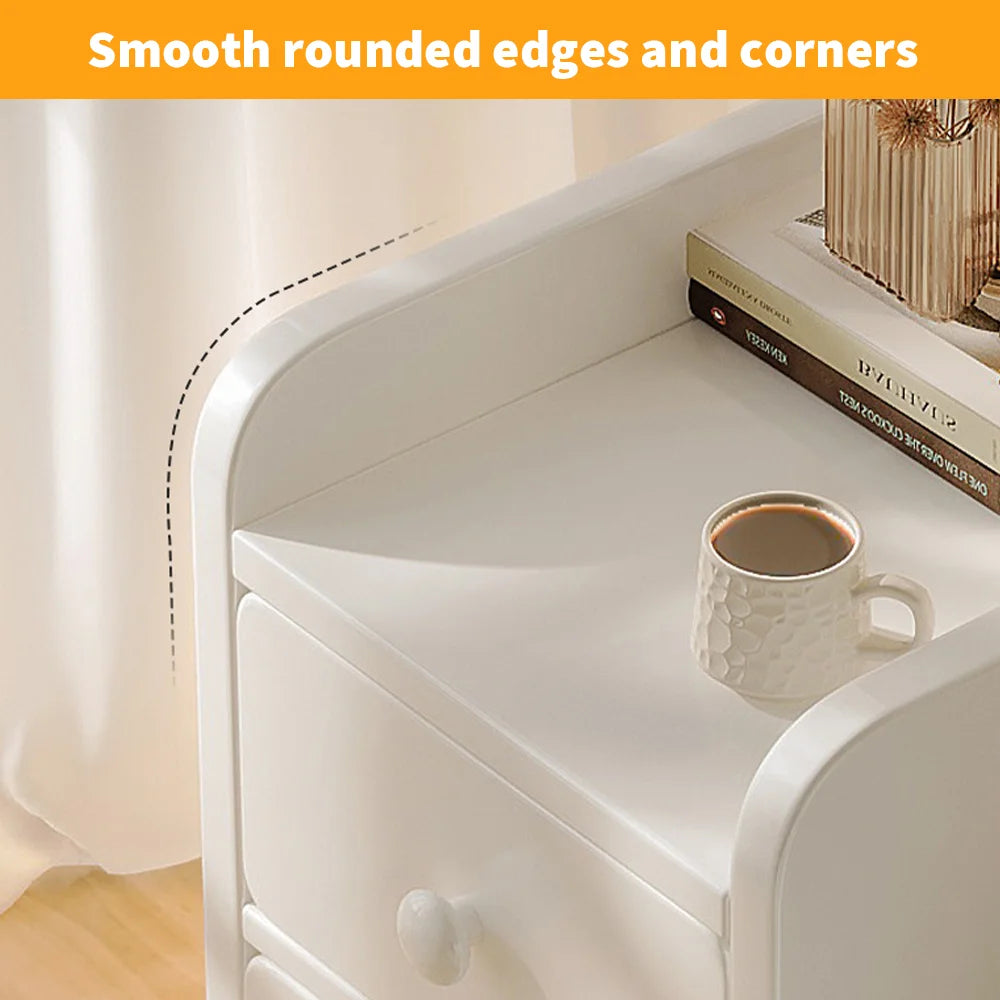 Table de chevet design luxe blanche avec 2 tiroirs - 50*34*30cm -