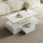 Table basse rectangulaire moderne et brillante avec éclairage LED -