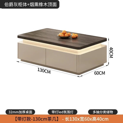 Table basse bois scandinave de luxe - 130x60x40cm LED