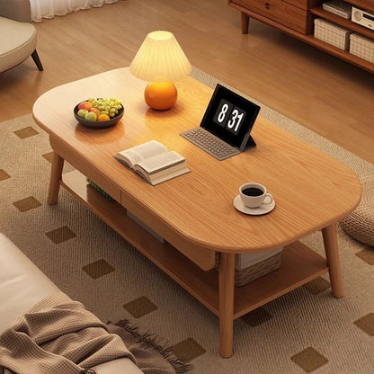 Table basse bois design à doubles plateaux -