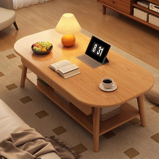 Table basse bois design à doubles plateaux -