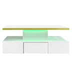 Table basse rectangulaire moderne et brillante avec éclairage LED -