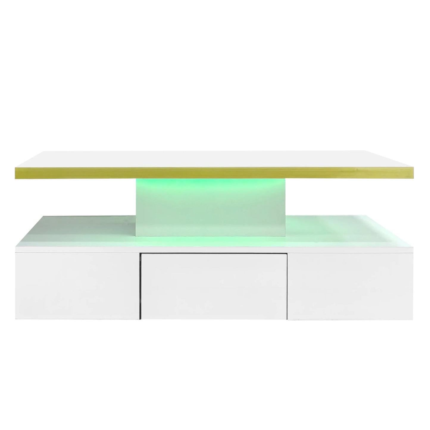 Table basse rectangulaire moderne et brillante avec éclairage LED -