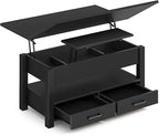 Table basse bois avec deux rangements tiroirs - Noir Table basse