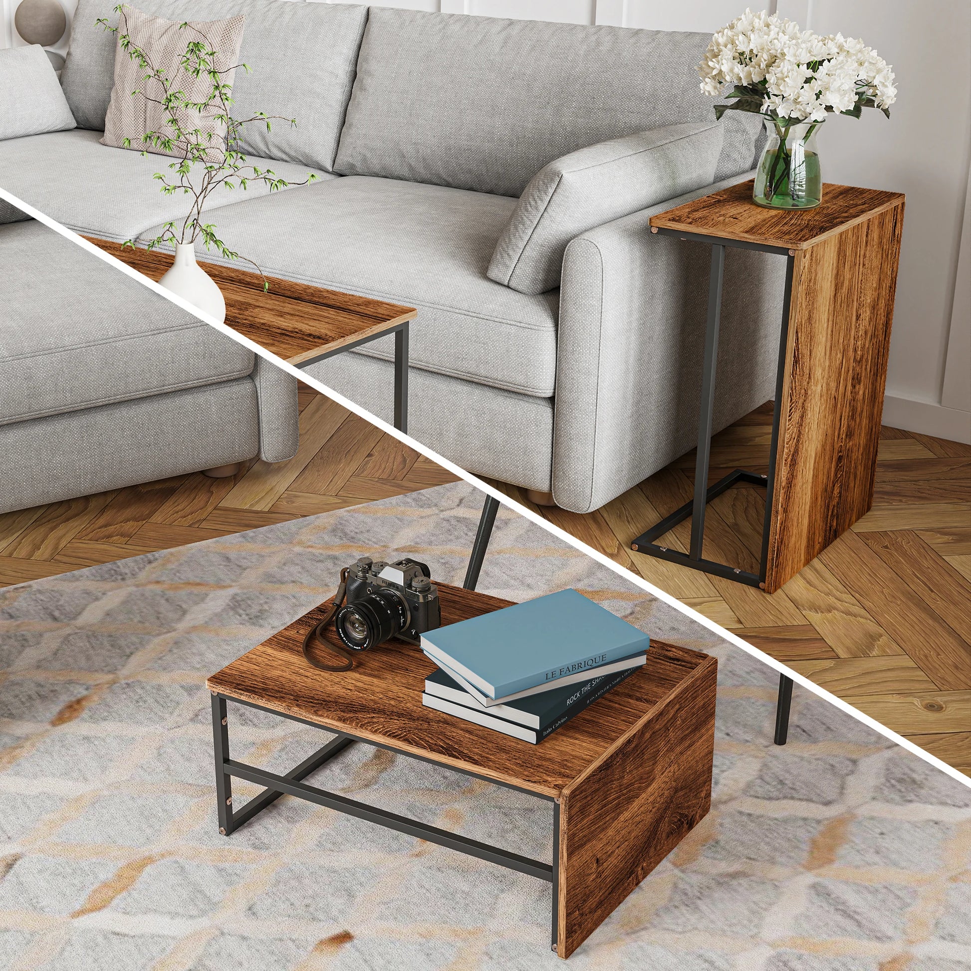 Table basse minimaliste pieds en métal -