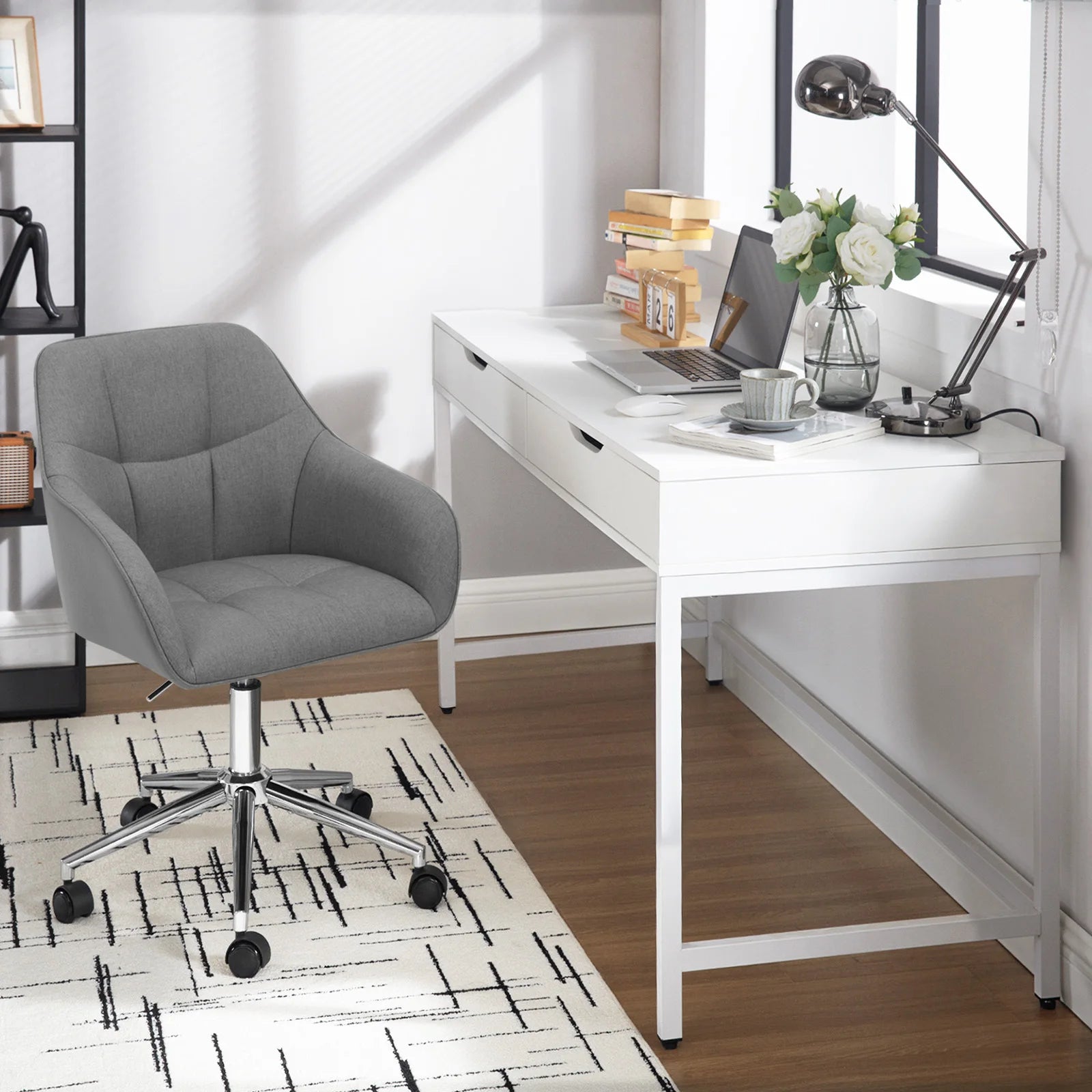 Chaise de bureau pivotante en velours -