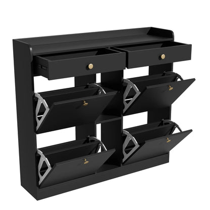 Meuble à chaussure blanc avec 4 portes pliantes -