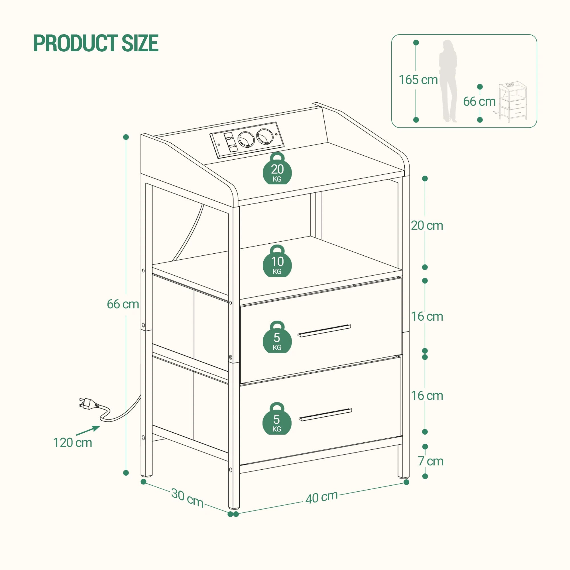 Table de chevet originale design moderne à LED -