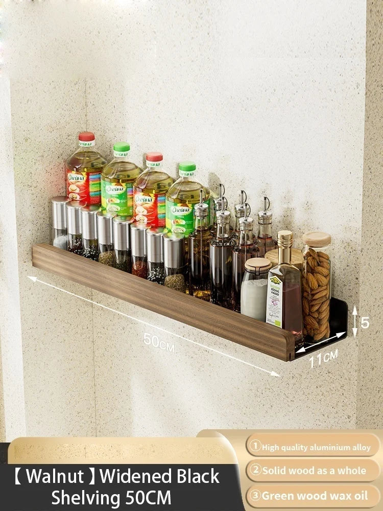 étagère murale bois massif - vendu à l'unité - Bois noir 50cm