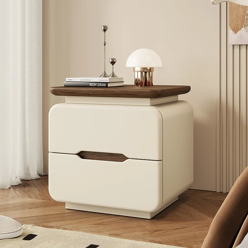 Table de nuit en bois massif couleur crème premium - Style B2 50x37x51cm