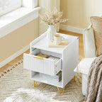 Table de chevet cabinet 40x40x51cm - VIRGINIE - Blanc Table de chevet