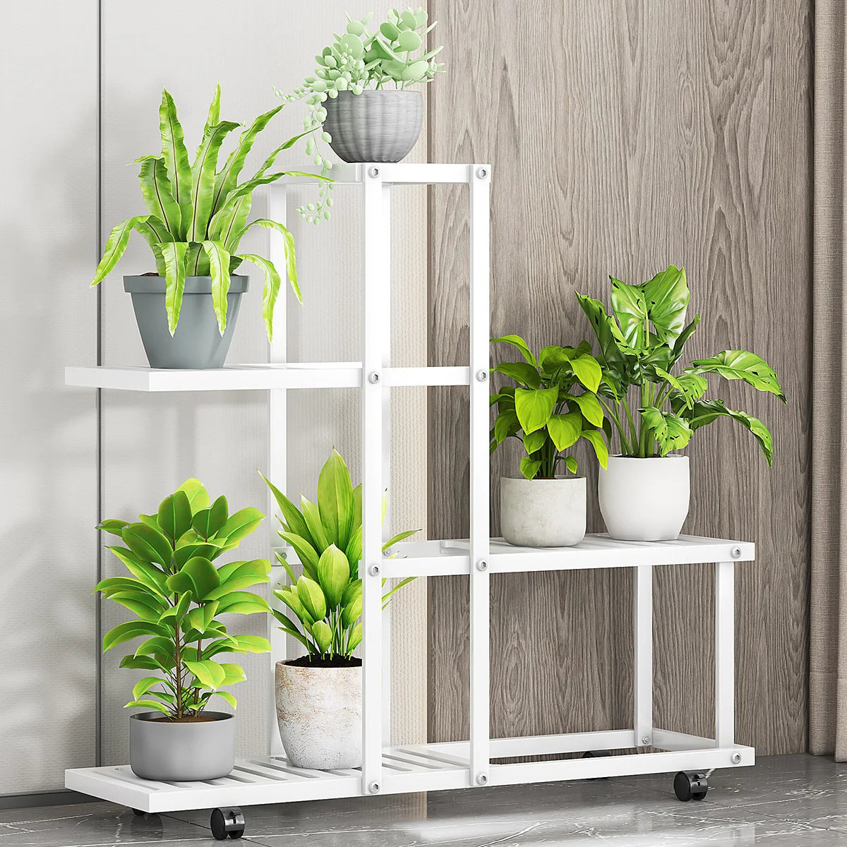 Étagère plante d'angle pour pots de fleurs - H9035 Blanc Étagère plante