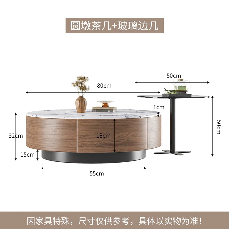 Table basse bois noyer de forme ronde - A