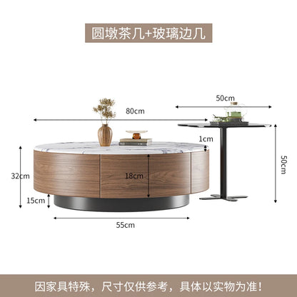 Table basse bois noyer de forme ronde - A