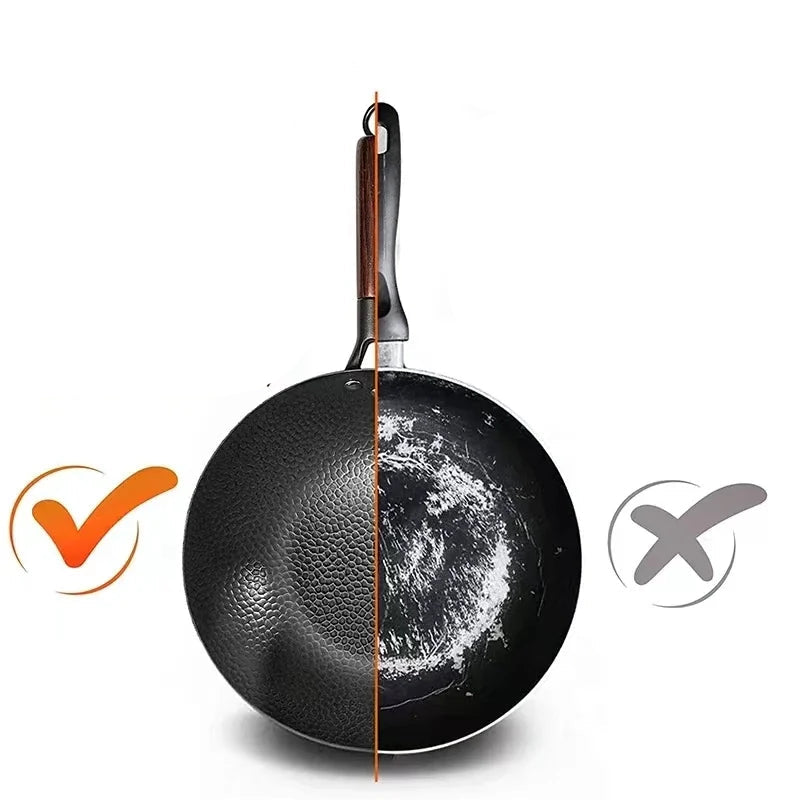 Poêle en fonte wok antiadhésif compatible avec le gaz et l'induction -