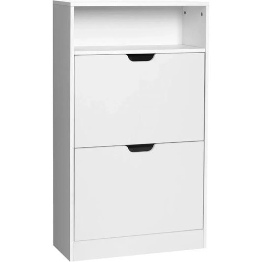 Étagère chaussures à porte de couleur blanche -