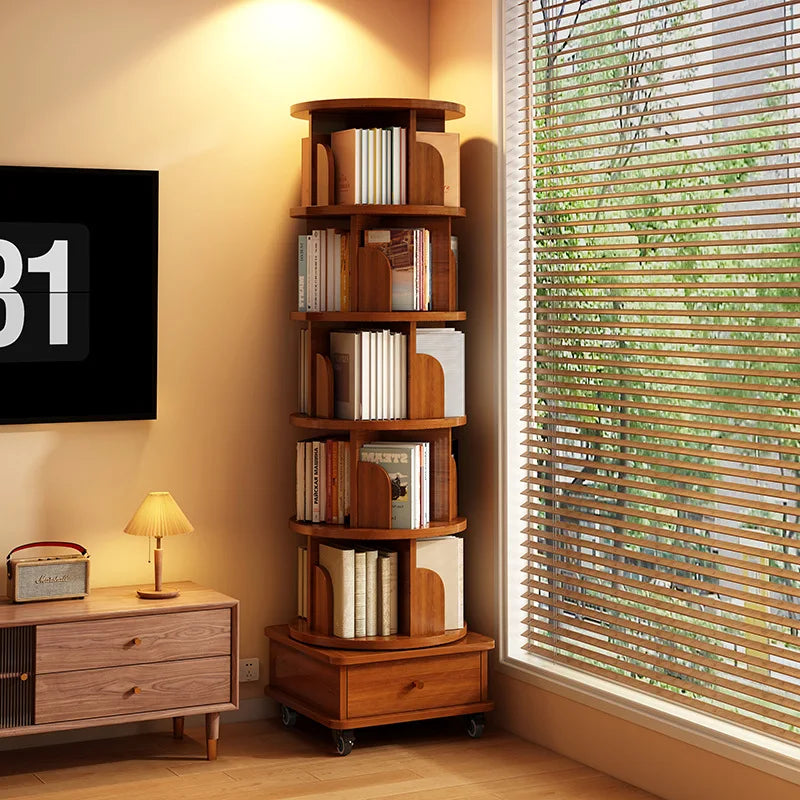 Étagère livre en bois rotatif -