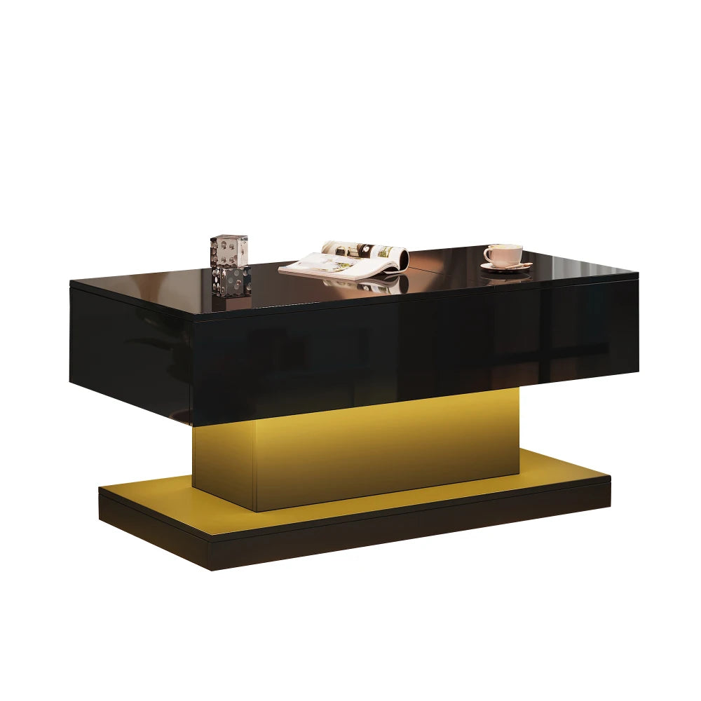 Table basse design blanc avec éclairage LED 100x50x45 Cm -