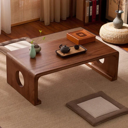 Table basse bois marron foncé antique japonais -