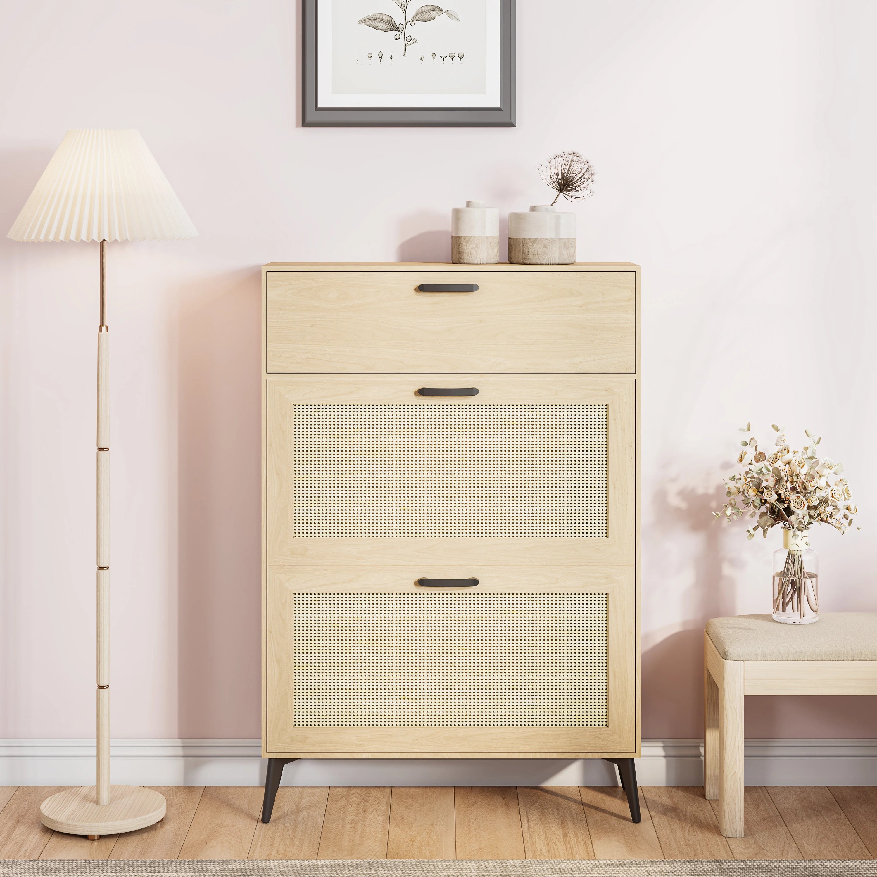 Meuble à chaussure moderne en bois blanc - Meuble à chaussure Style C