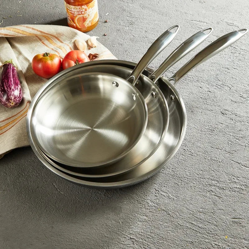 Poêle inox sans revêtement à triple couches -