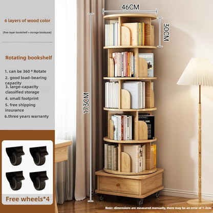 Étagère livre en bois rotatif - C