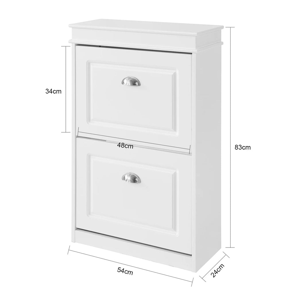 Meuble à chaussures 2 étages à rabats avec rangements -