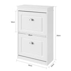 Meuble à chaussures 2 étages à rabats avec rangements -