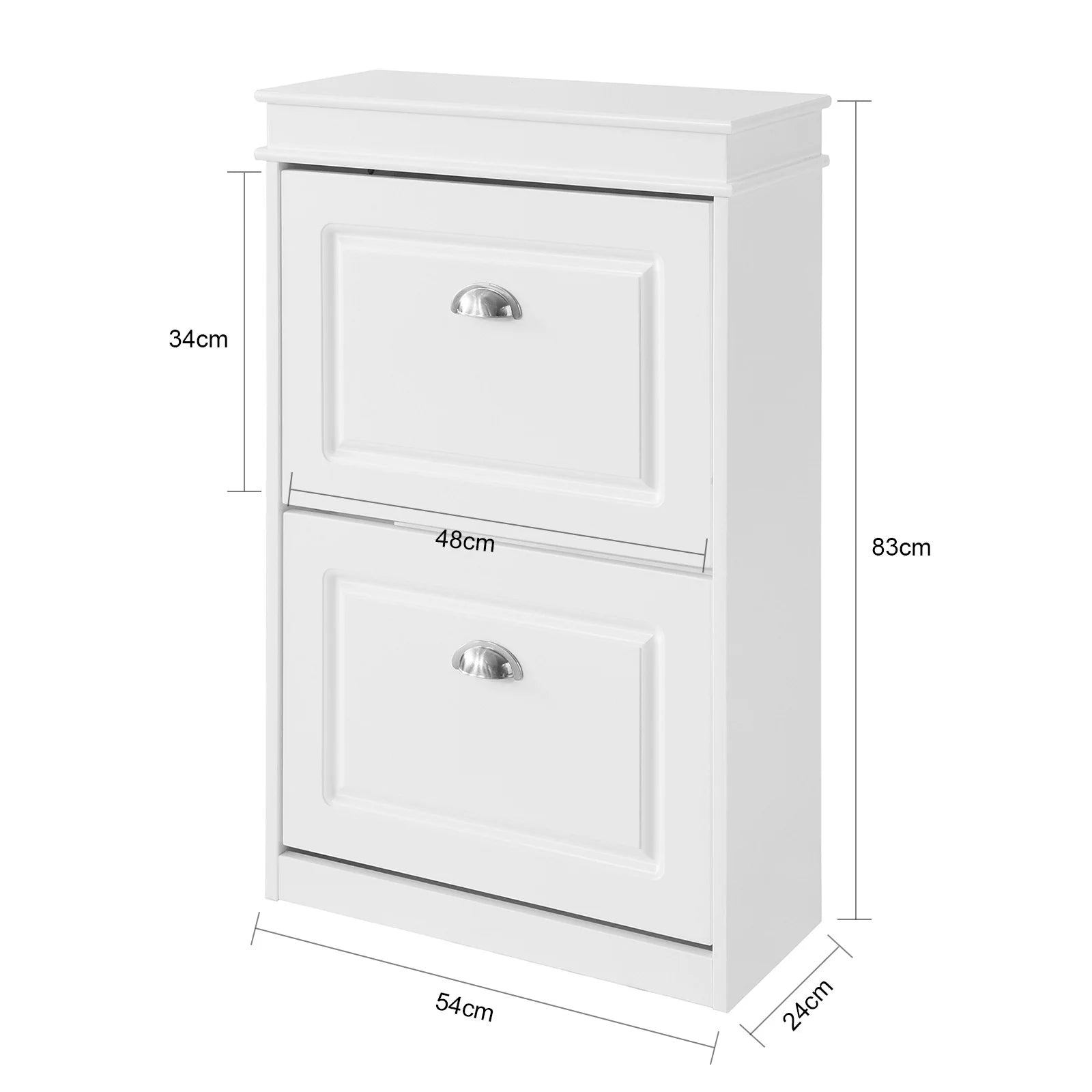 Meuble à chaussures 2 étages à rabats avec rangements -