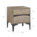 Table de chevet en bois avec 2 tiroirs - 40x40x47cm -