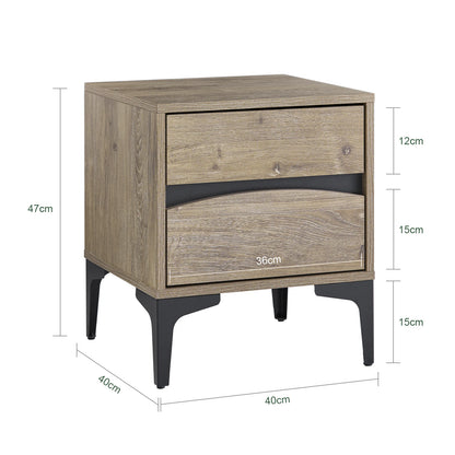 Table de chevet en bois avec 2 tiroirs - 40x40x47cm -
