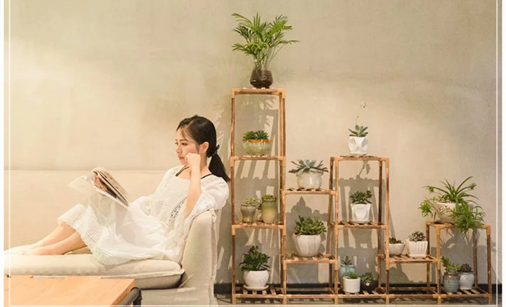 Étagère plante d'extérieurs en bois -