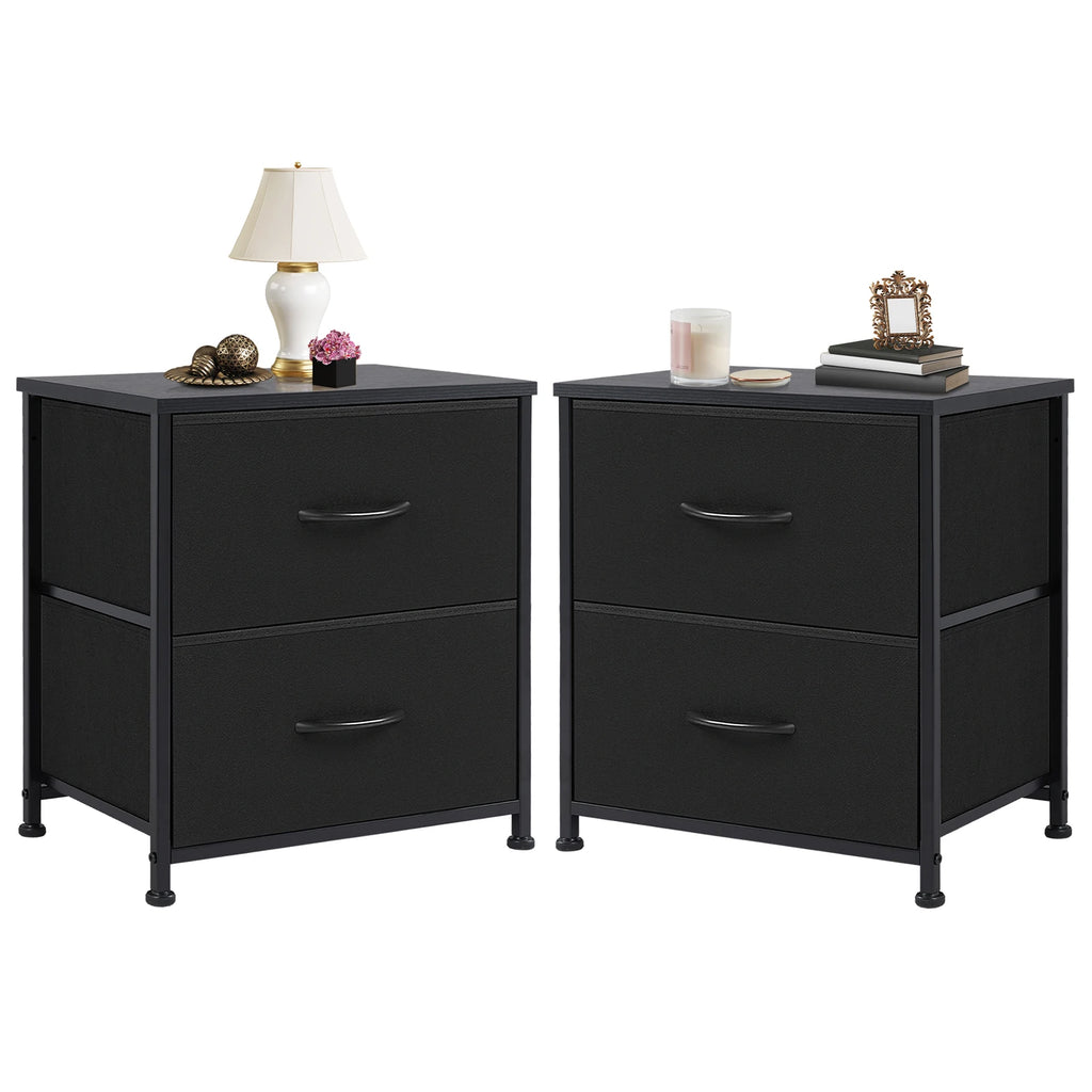Table de chevet tiroir de style vintage - 2 PACK Noir Table de chevet
