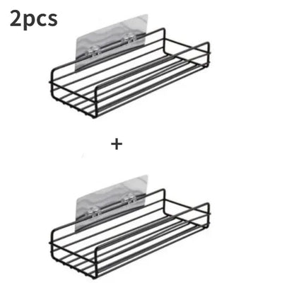 Étagère salle de bain douche pratique - Noir 2pcs