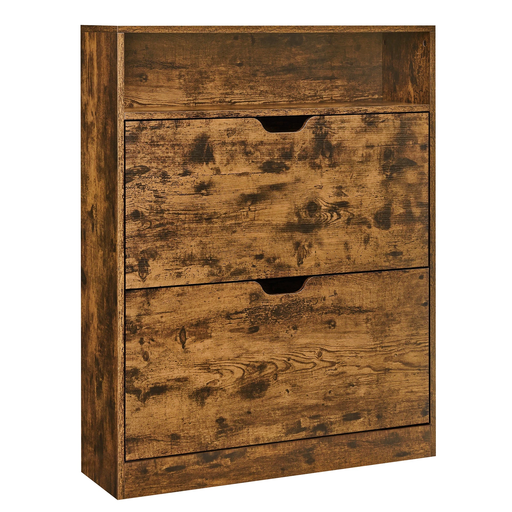 Meuble à chaussure vintage avec 2 portes battantes - 24 x 80 x 102 cm - Marron Rustique Meuble à chaussure