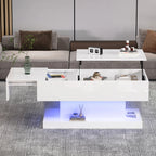 Table basse design blanc avec éclairage LED 100x50x45 Cm -