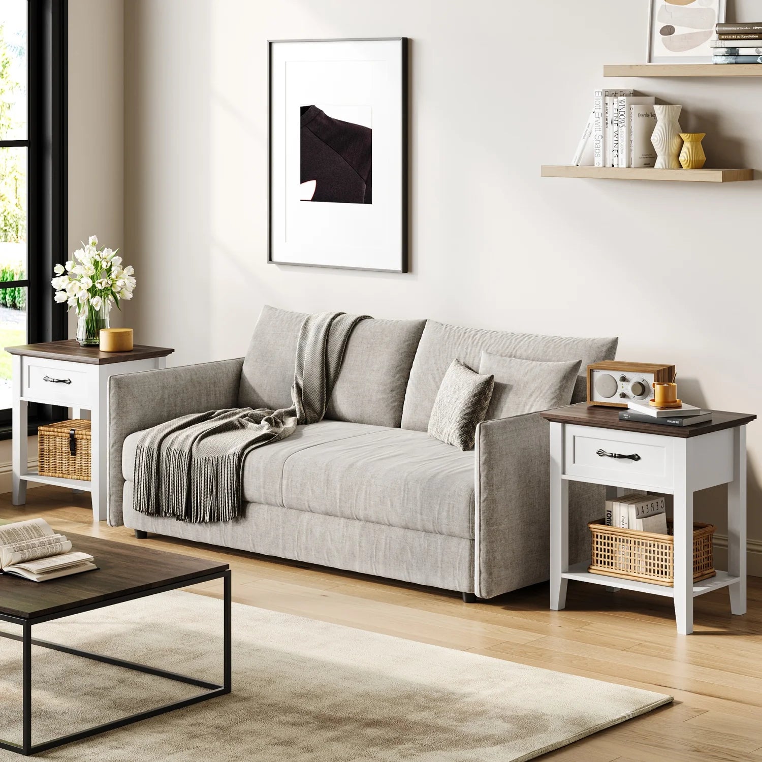 Table de chevet ancien 1 tiroir -