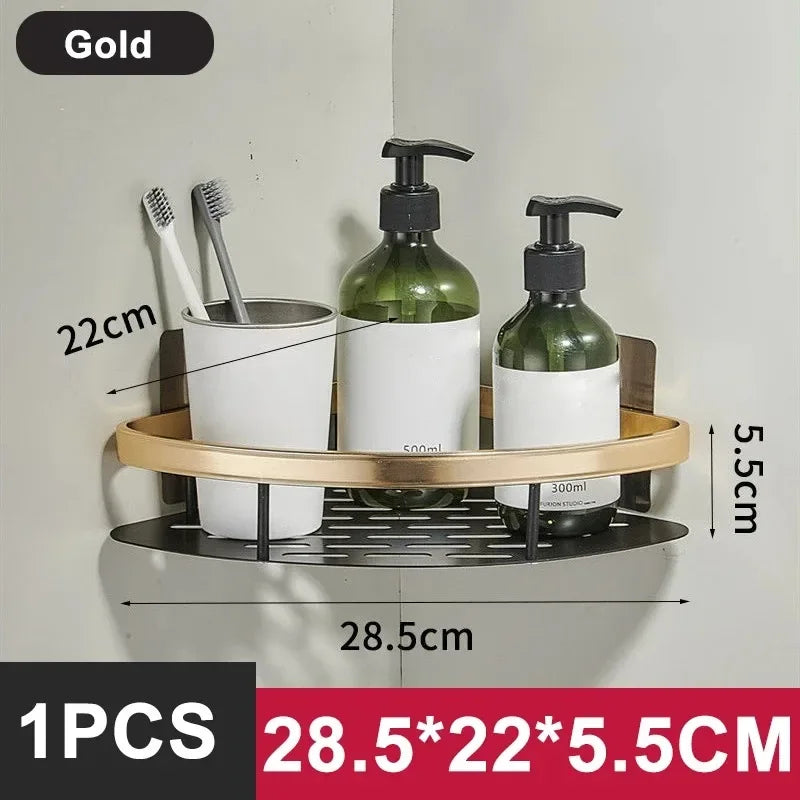 Mini étagère salle de bain à alliage d'aluminium - StyleA-Noir gold 1