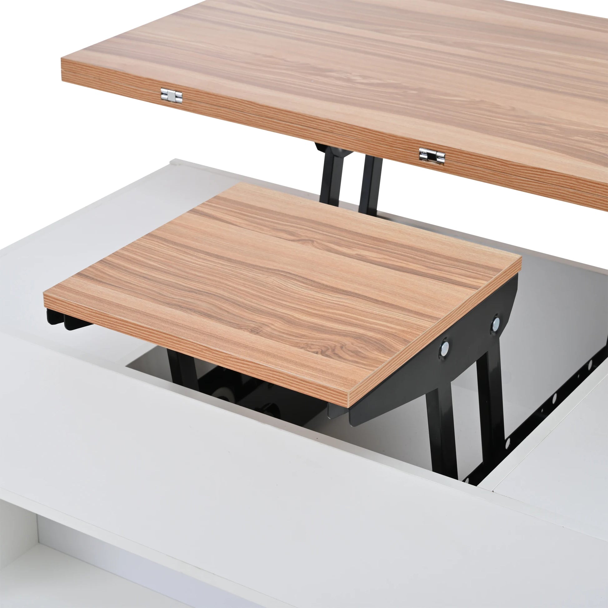 Table basse bois avec tiroirs rectangulaire et plateau soulevable -