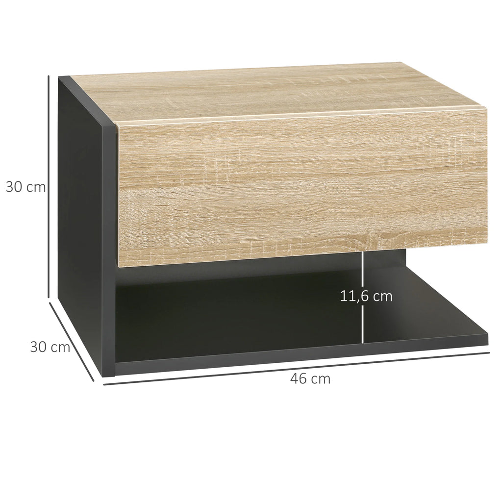 Table de chevet murale 2 ensembles 46x30x30 cm -