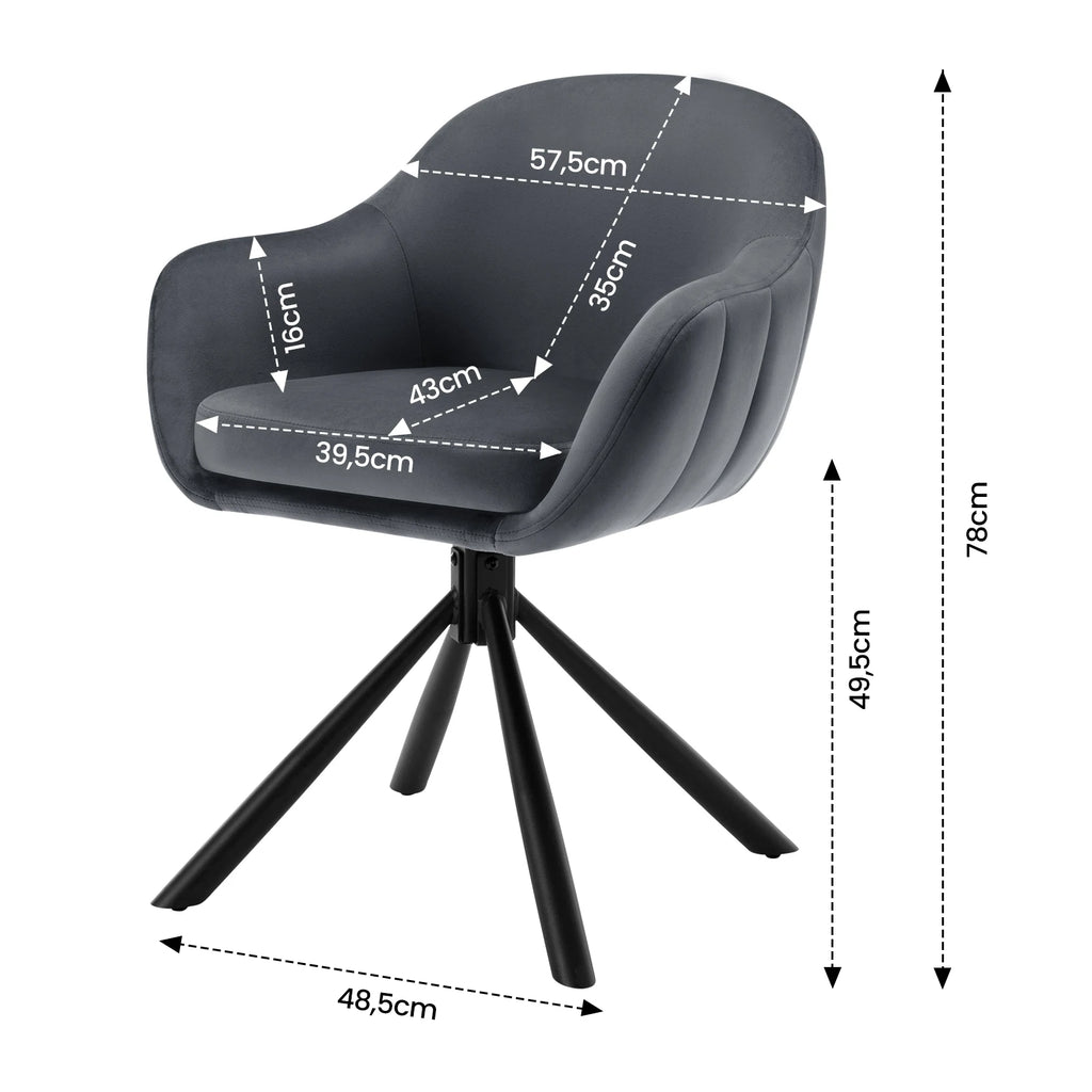 Chaise salle à manger pivotante de luxe premium 2 pièces -