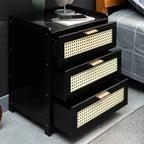 Table de nuit rangement rétro de couleur marron -