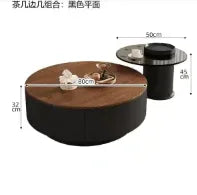 Table basse bois marron ronde de luxe - 80cm 50cm 3