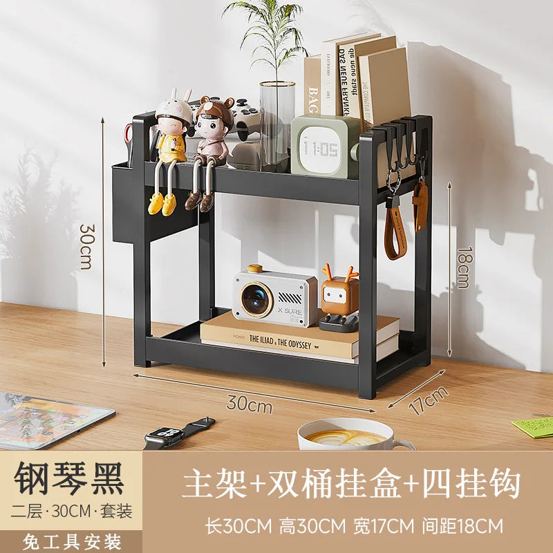 étagère bureau pour fourniture - 2Tier Noir 30cmB